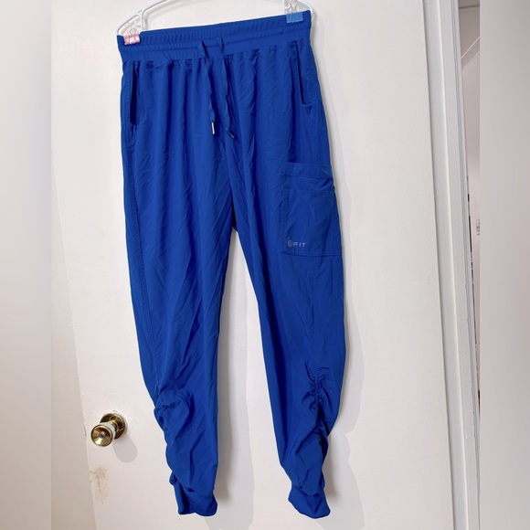🎉4/30$🎉 White Cross Blue Jogger Track Pants with Elastic Waistband - Picture 1 of 2